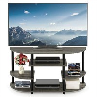 Furinno Jaya Simple Design Corner Tv Stand, French Oak Greyblack, 4204 X 2275 X 1555 Inches