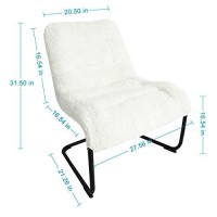 Zenree Comfy Dorm Chairs - Padded Folding Bedroom Reading Leisurelounge Chair - Sherpa Seat For Living Room, Dorm, Teens Den, White