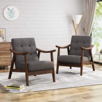 Christopher Knight Home Aurora Mid-Century Modern Accent Chairs (Set Of 2), Dark Gray + Brown