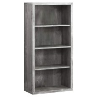 Monarch Specialties Bookcase - Sturdy Etagere With 3 Adjustable Book Shelves - 48Ah (Grey)