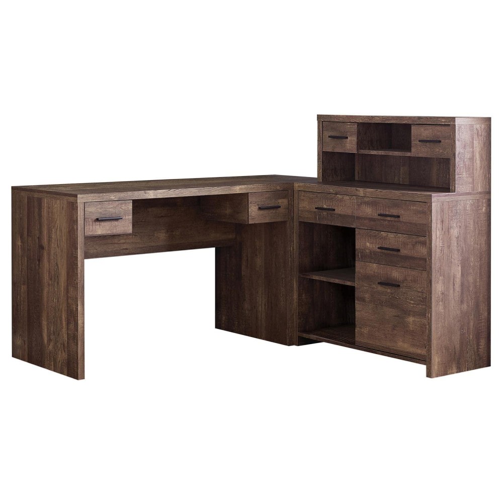 Monarch Specialties Computer Desk - Brown Reclaimed Wood Lr Facing Corner