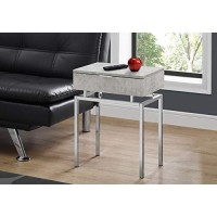 Monarch Specialties Modern Accent End Table With Rectangular Top And Chrome Metal Base - Grey