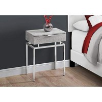 Monarch Specialties Modern Accent End Table With Rectangular Top And Chrome Metal Base - Grey