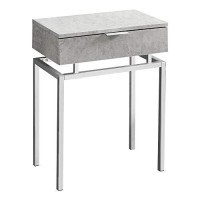 Monarch Specialties Modern Accent End Table With Rectangular Top And Chrome Metal Base - Grey