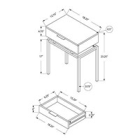 Monarch Specialties Modern Accent End Table With Rectangular Top And Chrome Metal Base - Grey