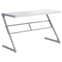 Monarch Specialties Simple Modern Study Laptop Table For Home & Office Computer Desk-Z-Shaped Metal Leg, 48 L, White