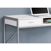 Monarch Specialties Contemporary Laptop Table With Drawers And Shelf Home & Office Computer Desk-Metal Legs, 48 L, White