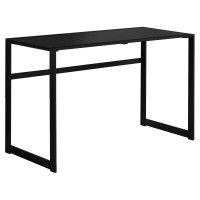 Monarch Specialties Study Laptop Table For Home & Office-Tempered Glass Top Computer Desk-Metal Legs 48 L Black