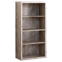 Monarch Specialties Bookcase - Sturdy Etagere With 3 Adjustable Book Shelves - 48Ah (Taupe)