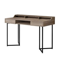 Monarch Specialties Computer Desk-Modern Contemporary Style-Laptop Table For Home & Office With Hutch Drawers And Shelves, 48 L, Dark Taupe