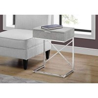 Monarch Specialties 24 H Accent Side Table With Chrome Metal Base - Grey Cement