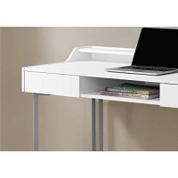 Monarch Specialties Computer Desk-Modern Contemporary Style-Laptop Table For Home & Office With Hutch Drawers And Shelves, 48 L, White