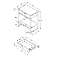 Monarch Specialties I Accent, End Table, Night Stand, Grey