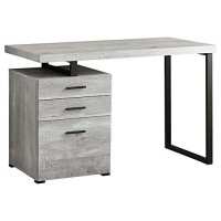 Monarch Specialties Computer Desk With File Cabinet - Left Or Right Set- Up - 48L (Grey Reclaimed Wood Look)