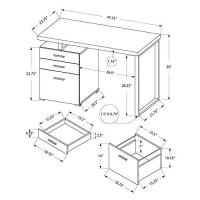 Monarch Specialties Computer Desk With File Cabinet - Left Or Right Set- Up - 48L (Grey Reclaimed Wood Look)