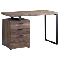 Monarch Specialties Computer Desk With File Cabinet - Left Or Right Set- Up - 48L (Brown Reclaimed Wood Look)