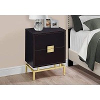 Monarch Specialties I Accent, End, Night Stand, Side Table, 2 Drawers, 24H, Cappuccino