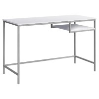 Monarch Specialties Contemporary Laptop Table With Shelf Home & Office Computer Desk-Metal Legs, 48 L, White