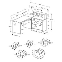 Monarch Specialties Computer Desk - Taupe Reclaimed Wood L/R Facing Corner