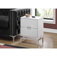 Monarch Specialties Accent, End, Night Stand, Side Table, 2 Drawers, 24 H, White