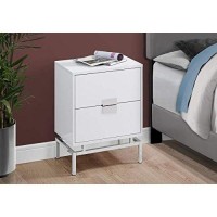 Monarch Specialties Accent, End, Night Stand, Side Table, 2 Drawers, 24 H, White