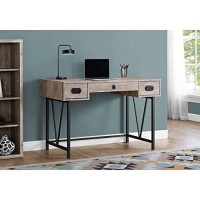 Monarch Specialties Computer Desk - 48 Inch L/Taupe Reclaimed Wood/Black Metal