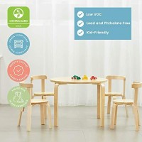 Ecr4Kids Bentwood Round Table And Curved Back Chair Set, Kids Furniture, Natural, 5-Piece