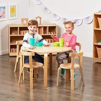 Ecr4Kids Bentwood Round Table And Curved Back Chair Set, Kids Furniture, Natural, 5-Piece