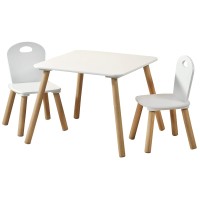 Kesper Childrens Table With 2 Stems, White, Measure Table 55 X 55 X 45 Cm, Chair 275 X 275 X 505 Cm, 1771213