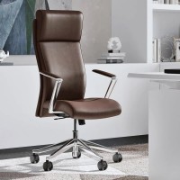 Zuri Furniture Draper Leather Executive Chair With Aluminum Frame- Dark Brown