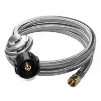 Dozyant 5 Feet Universal Qcc1 Low Pressure Propane Regulator Grill Replacement With Stainless Steel Braided Hose For Most Lp Gas Grill, Heater And Fire Pit Table, 3/8 Female Flare Nut