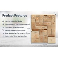 Hyggehaus Craft Storage Organizer With Drawers - Wooden Storage | Diy Advent Calendar | Desktop Organizer | Apothecary Cabinet | Kids Craft Idea | 24 Drawer. Unfinished Wood. 12.5In X 14.5In X 4In