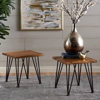 Christopher Knight Home Liam Indoor Industrial Rustic Acacia Wood Side Table (Set Of 2) Teak