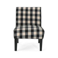 Christopher Knight Home Kendal Traditional Upholstered Farmhouse Accent Chair, Black Checkerboard, Matte Black 295D X 225W X 32H In