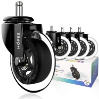 Office Chair Caster Wheels (Set Of 5) - Heavy Duty & Safe For All Floors Including Hardwood - Perfect Replacement For Desk Floor Mat - Rollerblade Style Wuniversal Fit