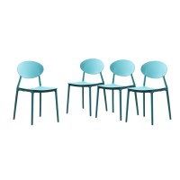 Great Deal Furniture Brynn Outdoor Plastic Chairs (Set Of 4), Teal