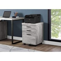 Monarch Specialties 3 Drawer File Cabinet - Filing Cabinet (Grey)