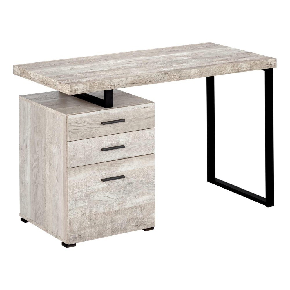 Monarch Specialties Computer Desk With File Cabinet - Left Or Right Set- Up - 48L (Taupe Reclaimed Wood Look)