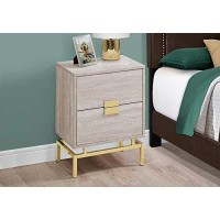 Monarch Specialties I Accent, End, Night Stand, Side Table, 2 Drawers, 24H, Marble Lookgold