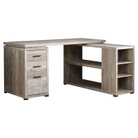 Monarch Specialties L-Shaped Corner Left Or Right Facing Home & Office Computer Desk, 60L, Taupe Reclaimed
