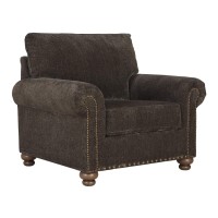 Signature Design By Ashley Stracelen New Traditional Chair With Nailhead Trim, Dark Brown