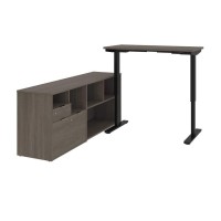 Bestar I3 Plus L-Shaped Standing Desk, 72W, Bark Grey