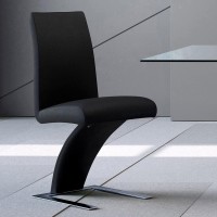 Zuri Furniture Modern Mesa Dining Chair In Black Leatherette And Stainless Steela