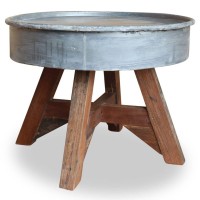 Vidaxl Coffee Table Solid Reclaimed Wood 23.6X17.7 Silver