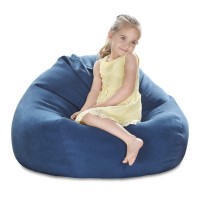 Yuppielife Stuffed Animals Bean Bag Chair Cover Candy-Colored Bean Bag(Just Cover, No Filling)/Extra Large Stuff 'N Sit Organization/Toy Storage Bag/Kids Toys Organizer(38'',Navy Blue)