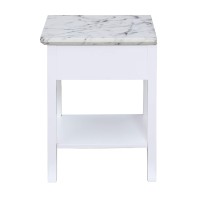 Convenience Concepts 7102045Wmw American Heritage Logan 1 Drawer End Table With Pull-Out Shelf, White Faux Marble Top/White