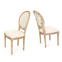 Christopher Knight Home Reed Upholstered Farmhouse Dining Chairs, Blue, White, And Beige (Set Of 2)