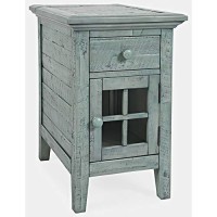 Jofran Inc Rustic Shores Farmhouse Usb Charging End Table With Storage, Surfside