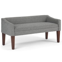 Simplihome Parris Upholstered 50 Inch Wide Bench, Stylish Low Back And Swooped Arms, With Extra Suport, Simple Assembly, Just Attach Legs Contemporary In Pebble Grey