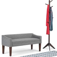 Simplihome Parris Upholstered 50 Inch Wide Bench, Stylish Low Back And Swooped Arms, With Extra Suport, Simple Assembly, Just Attach Legs Contemporary In Pebble Grey